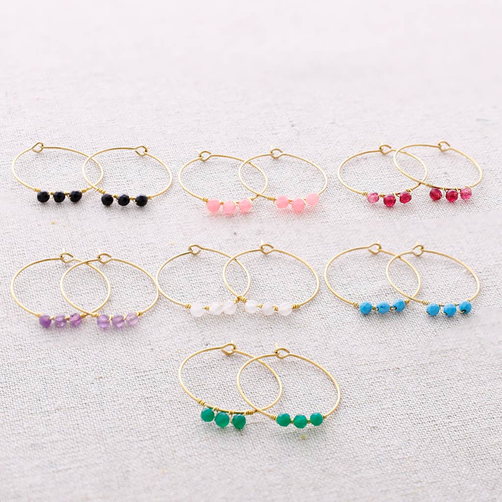 Sonata - Vente Boucles d'oreilles pendantes - Boucles d’oreilles créoles en acier avec pierres1