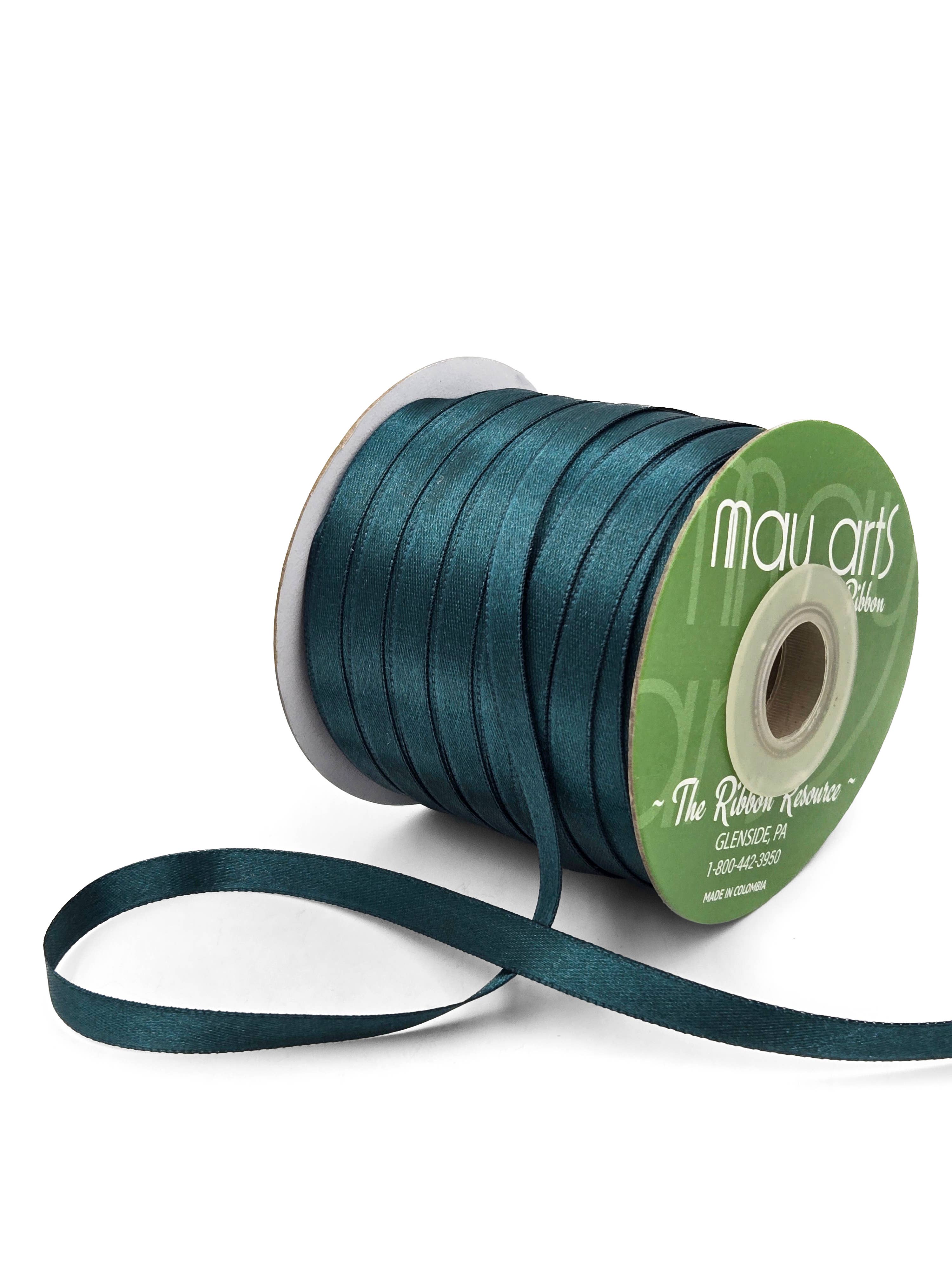 May Arts Ribbon - Vendita all'ingrosso Nastri - Confezione regalo - ~ 3/8" Nastro satinato double face Luster, verde foresta