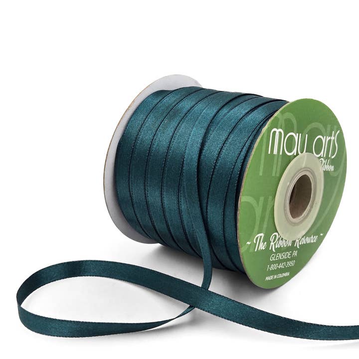 May Arts Ribbon - Vendita all'ingrosso Nastri - Confezione regalo - ~ 3/8" Nastro satinato double face Luster, verde foresta0