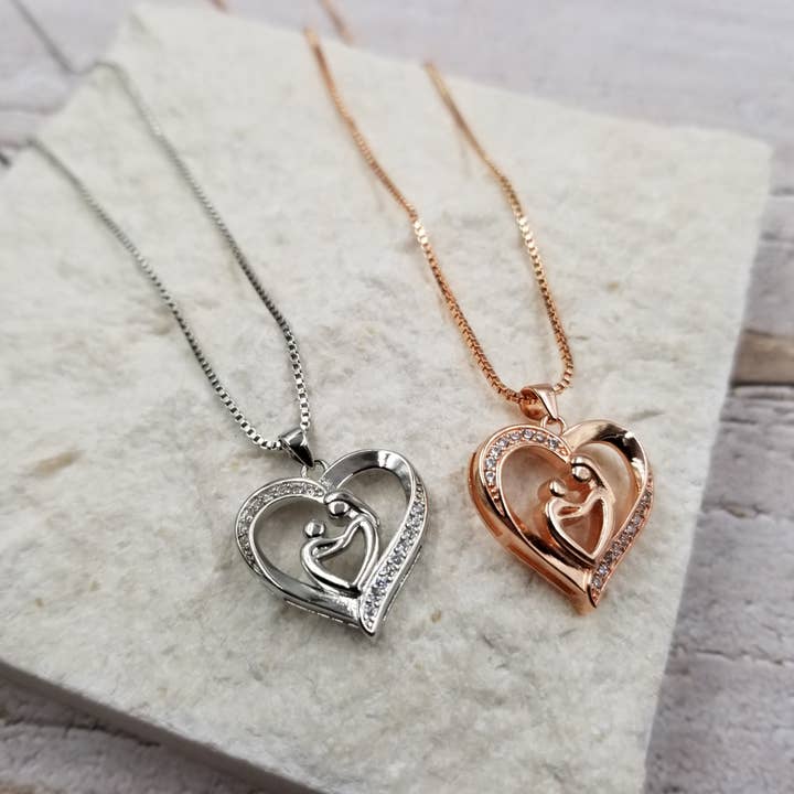 Embrace Mom Heart Necklace - Mother's Day Gift for wholesale by Treasure Wholesale