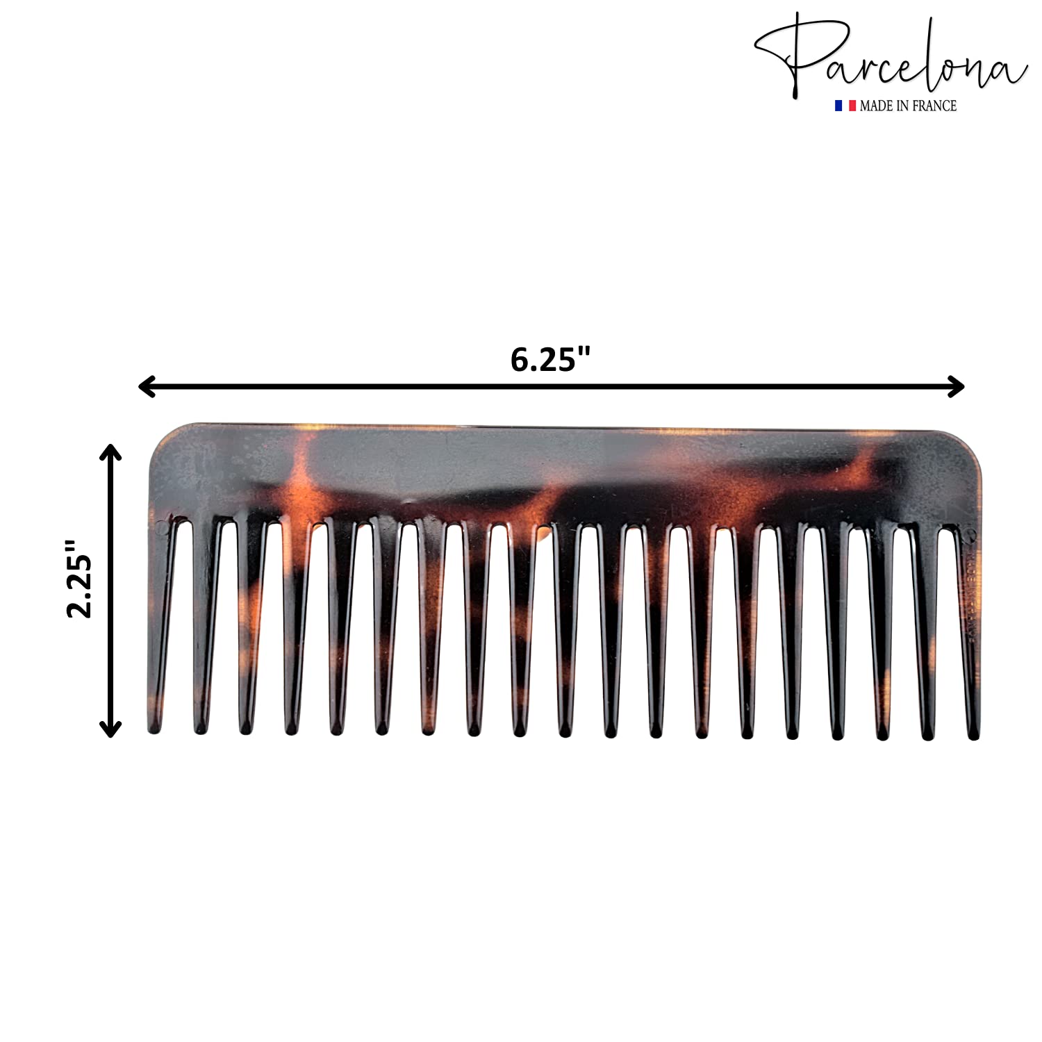 Parcelona – Großhandel Haarbürste/Kamm – Parcelona Französischer Breiter Entwirr-Kamm aus Zelluloid für Frauen und Mädchen3
