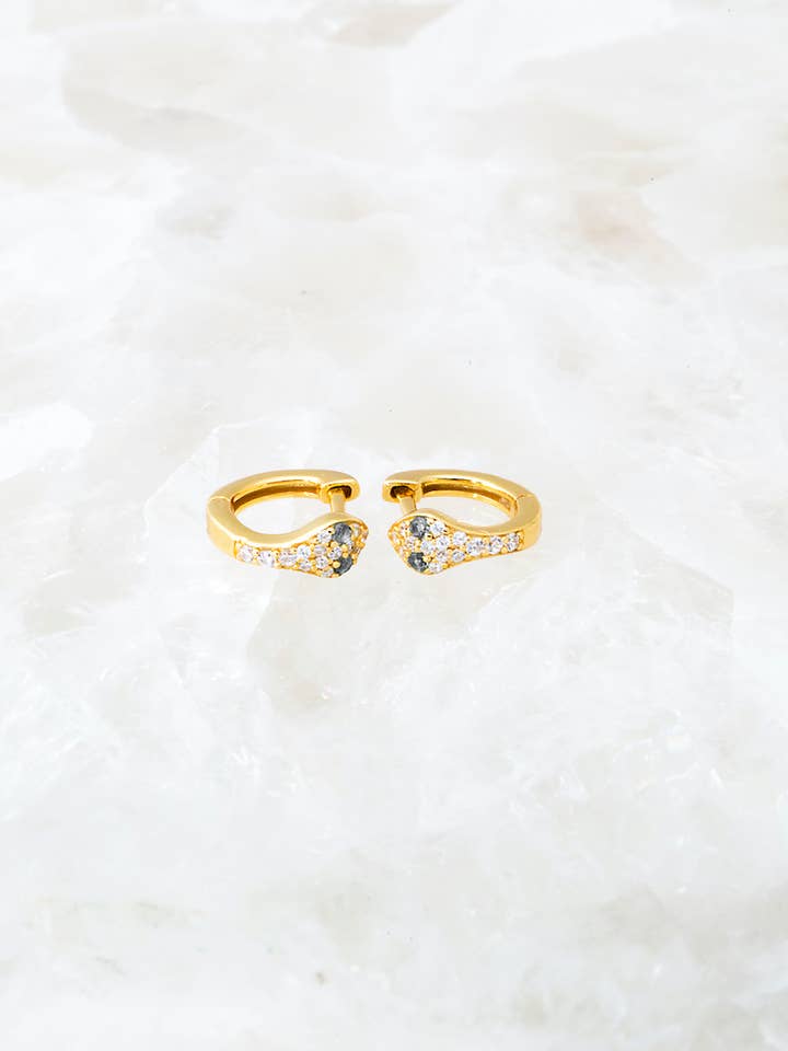 SNAKE CHARMER HUGGIES- 14K GOLD VERMEIL for wholesale by Native Gem