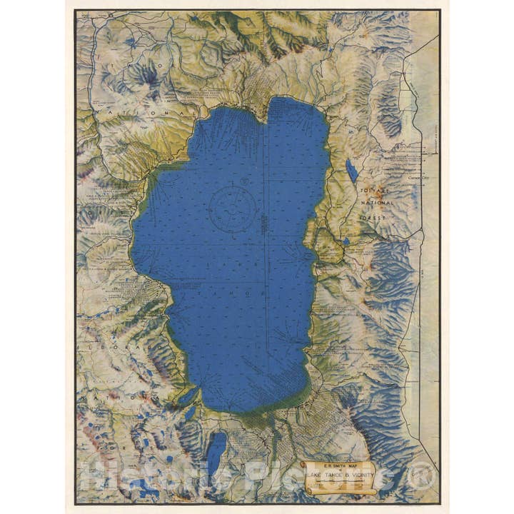 Historic Map - E.R. Smith Map Of Lake Tahoe & Vicinity, 1947 for wholesale by Historic Pictoric