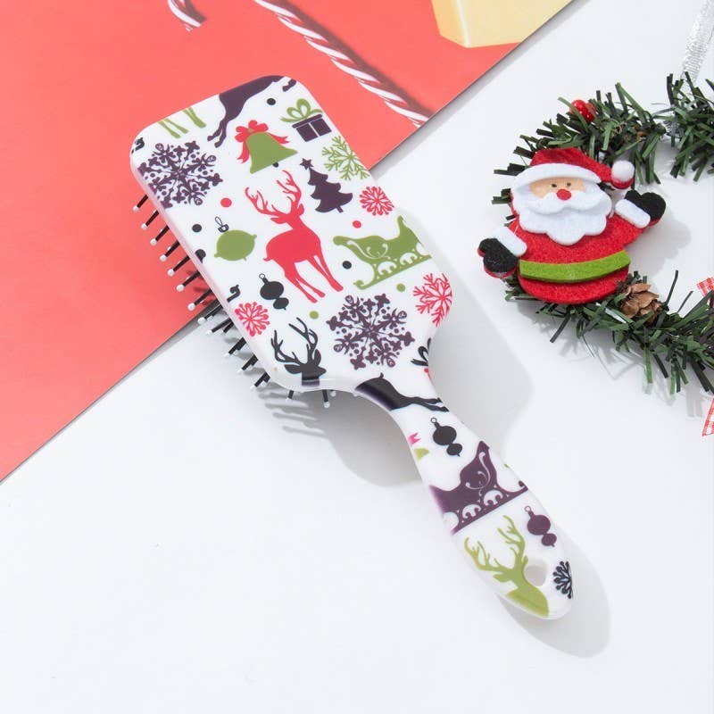 JOSSLYN by wall to wall - Wholesale Hair Brush/Comb - CHRISTMAS HOLIDAY DETANGLE PADDLE HAIR BRUSH COMB | 40HC1061