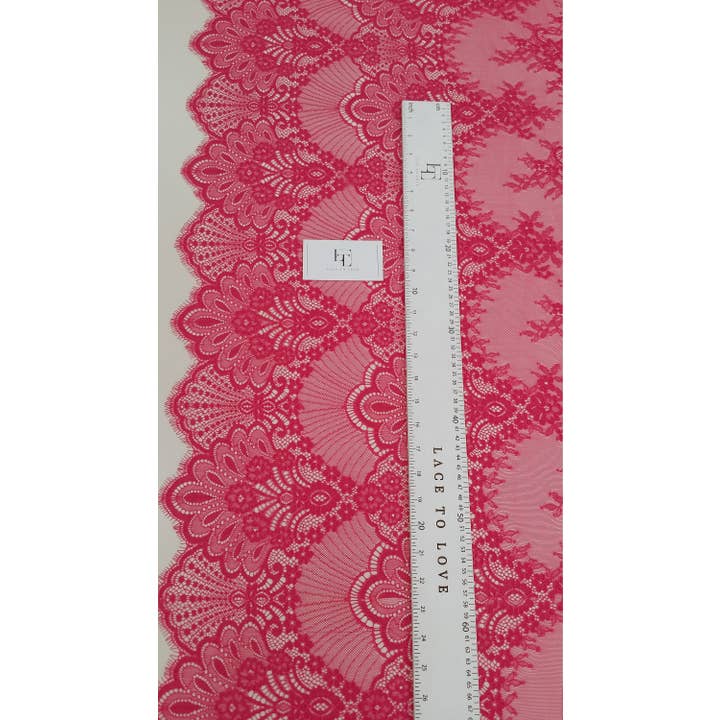 Fuchsia Pink Lace Fabric, Chantilly Lace, Bridal Lace for wholesale on Faire6