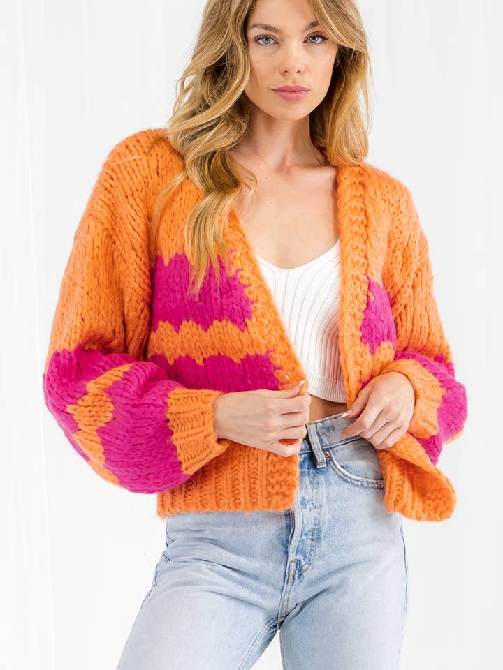 CÁRDIGAN CORTO DE PUNTO MULTICOLOR para venta al por mayor de The vintage shop