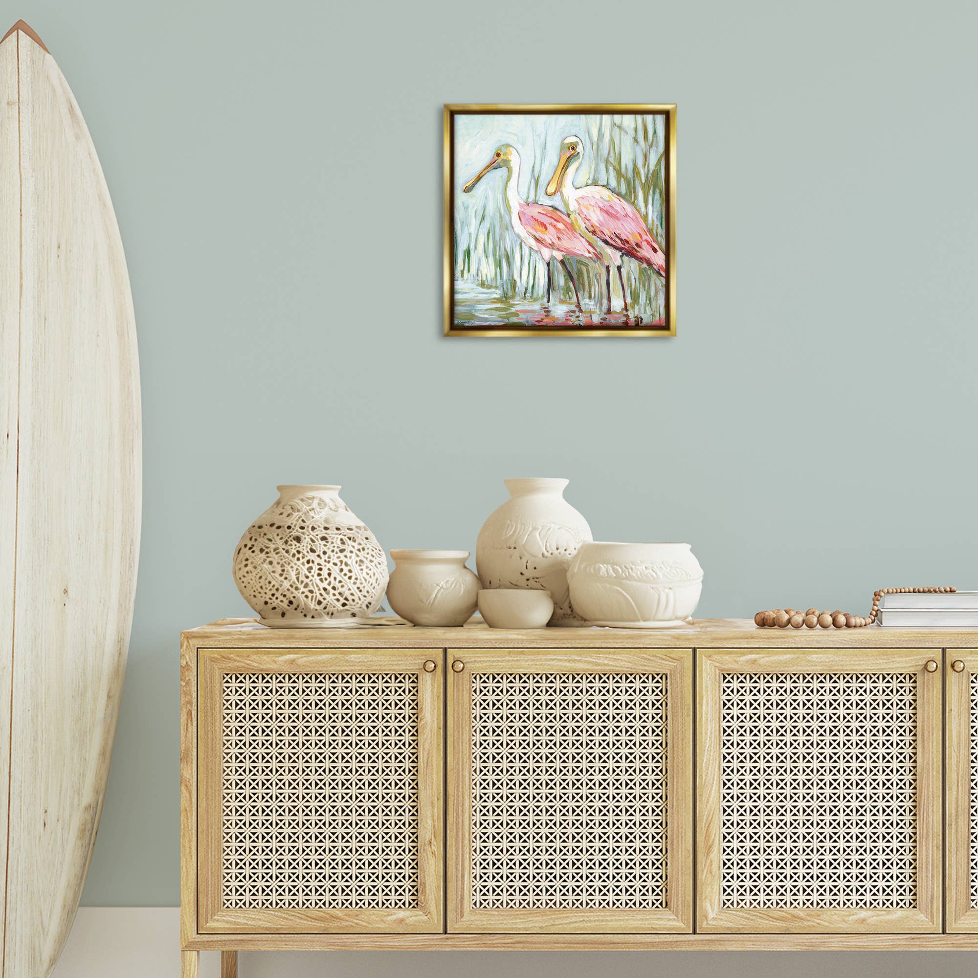 Stupell Industries - Wholesale Canvas Art - Spoonbill Birds Pair Floating Frame16