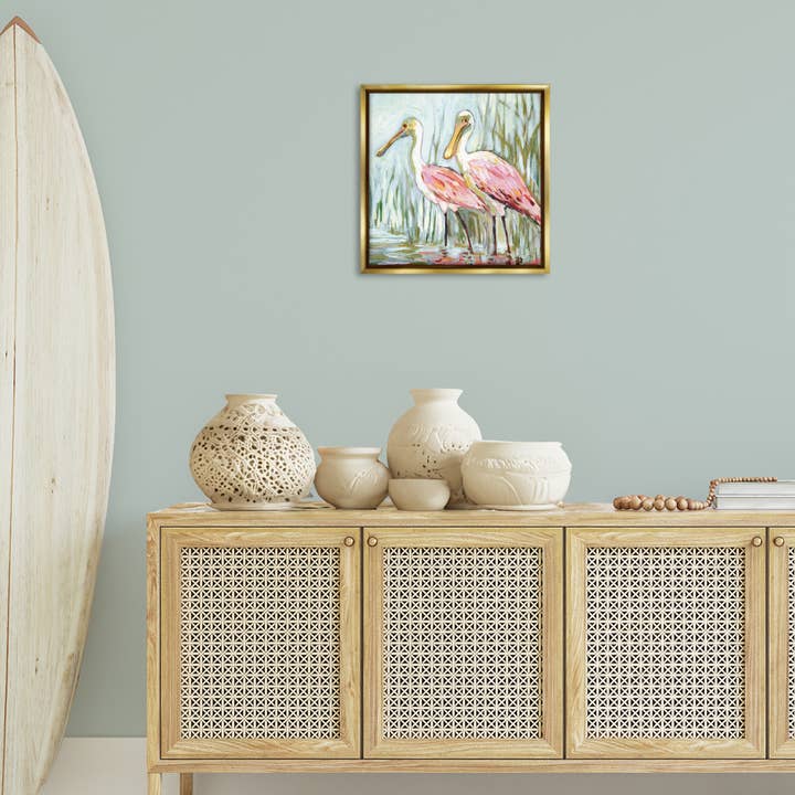 Stupell Industries - Wholesale Canvas Art - Spoonbill Birds Pair Floating Frame16