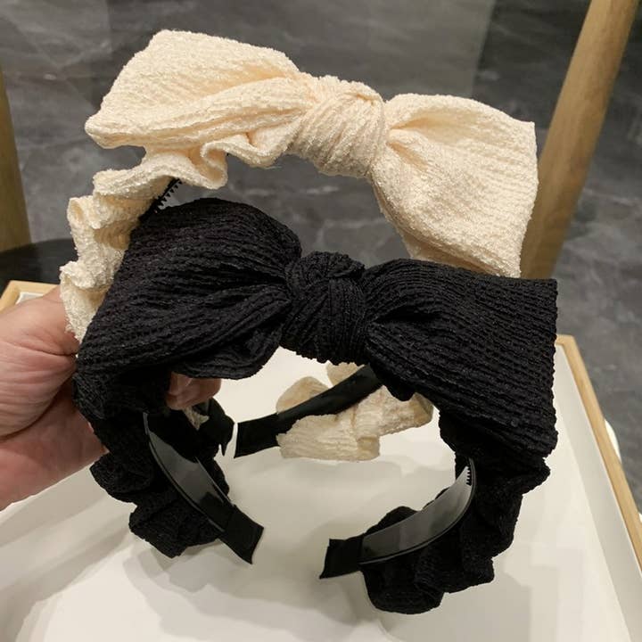SIMPLE RETRO TOOTHED PLEATED BOW HEADBAND_CWAHA0774 for wholesale by ACCITY