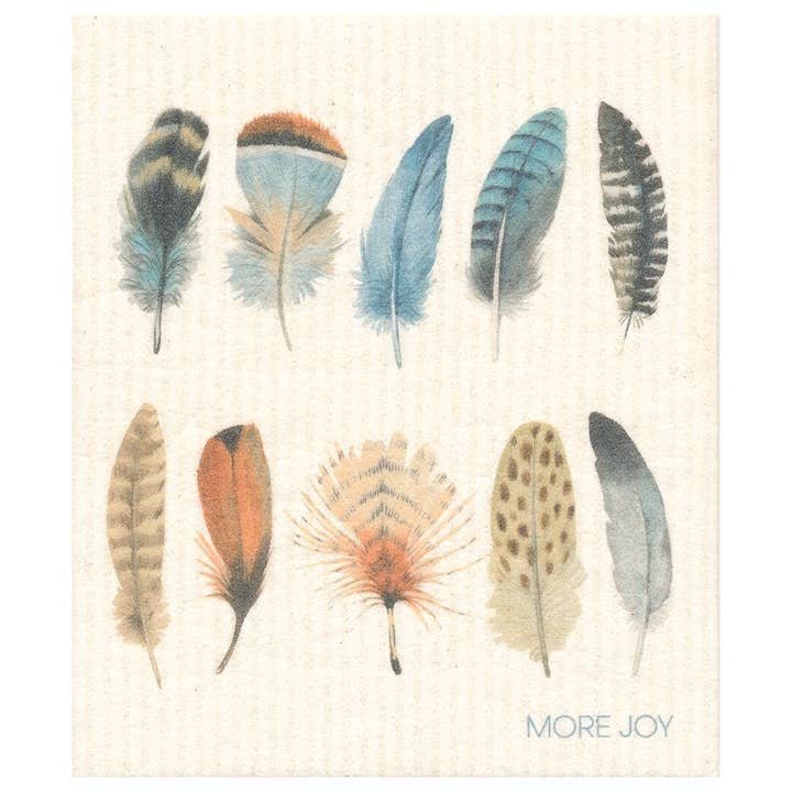 Paño de cocina Plumas en tonos azules y marrones para venta al por mayor de More Joy Home
