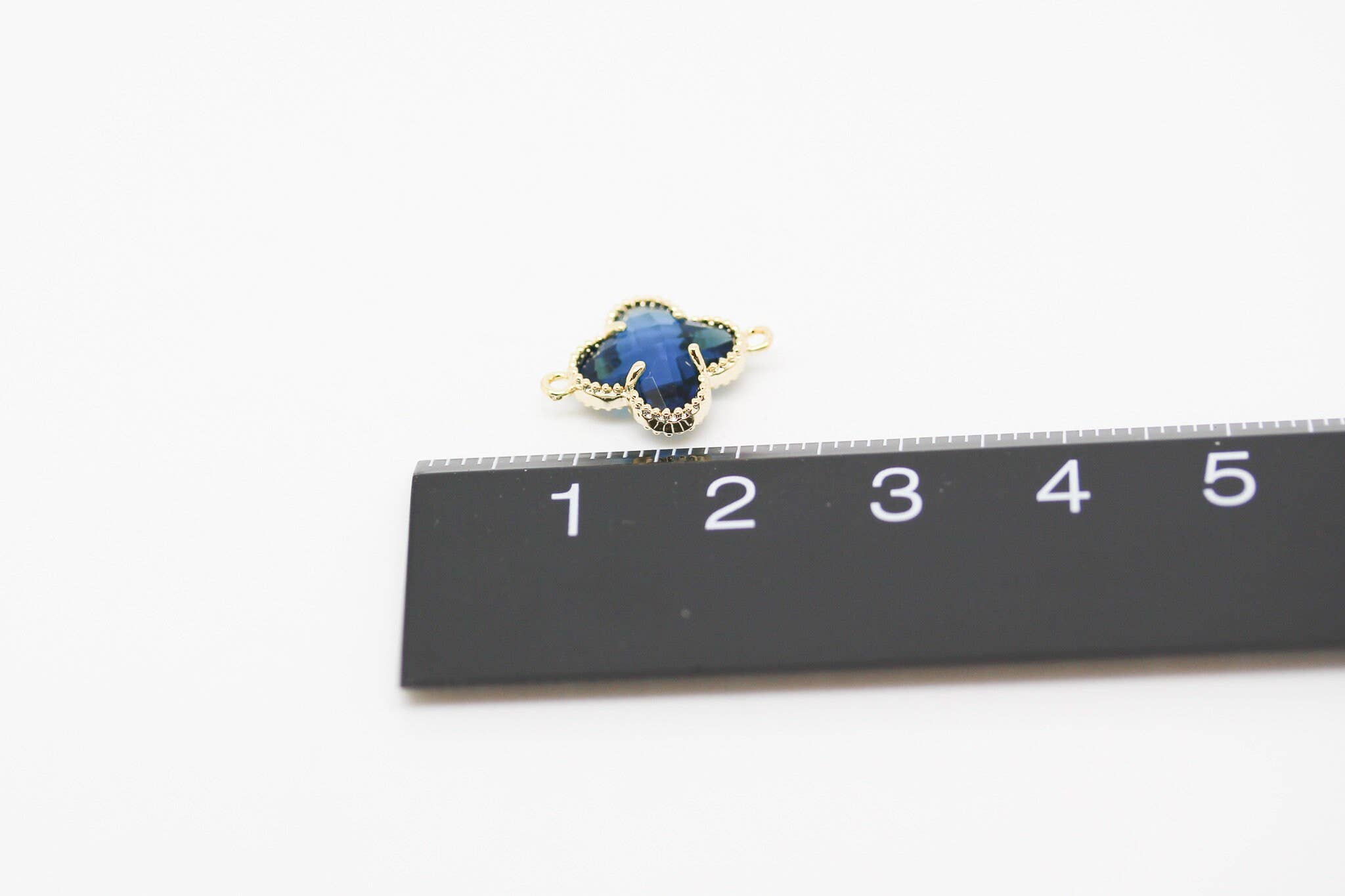 Jewel Pledge - Wholesale Individual Charm/Pendant - 3 pcs London Blue Topaz CZ Four Leaf Clover Connectors3