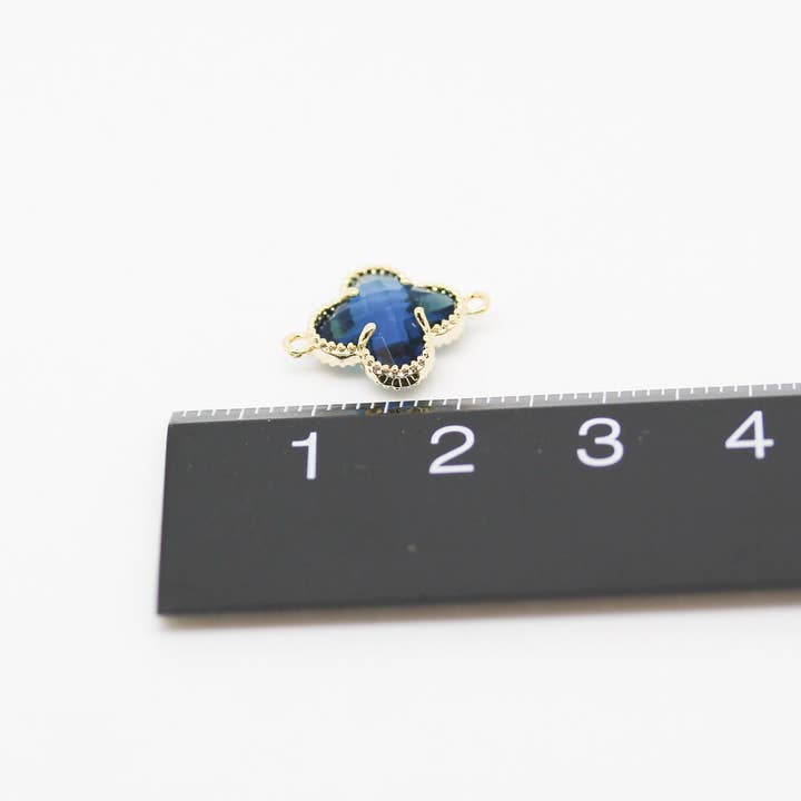 Jewel Pledge - Wholesale Individual Charm/Pendant - 3 pcs London Blue Topaz CZ Four Leaf Clover Connectors3