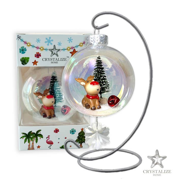Adorno de Plástico Rudolph con Cristal Magnético 3"x7" para venta al por mayor de Crystalize Home