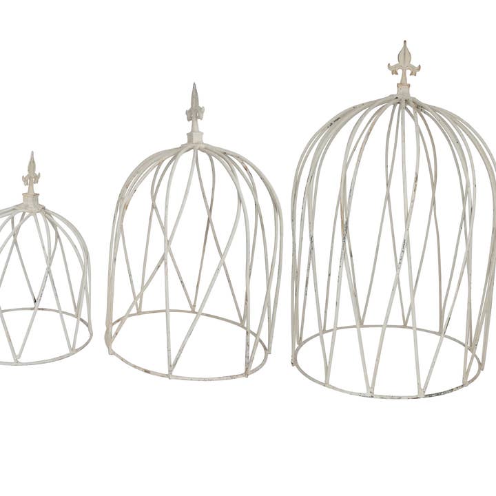 Trenton Set of 3 Large Farmhouse Iron White Topiary-White for wholesale by My Amigos Imports