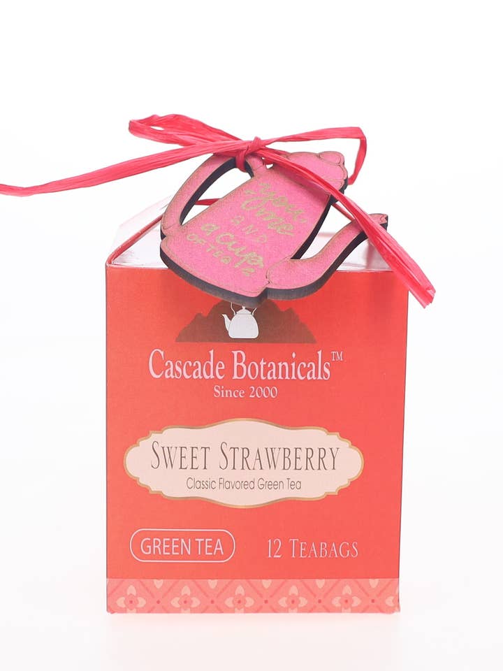 Sweet Strawberry Green Tea Box, Tea bags, Classic Flavors for wholesale by Cascade Teas & Botanicals