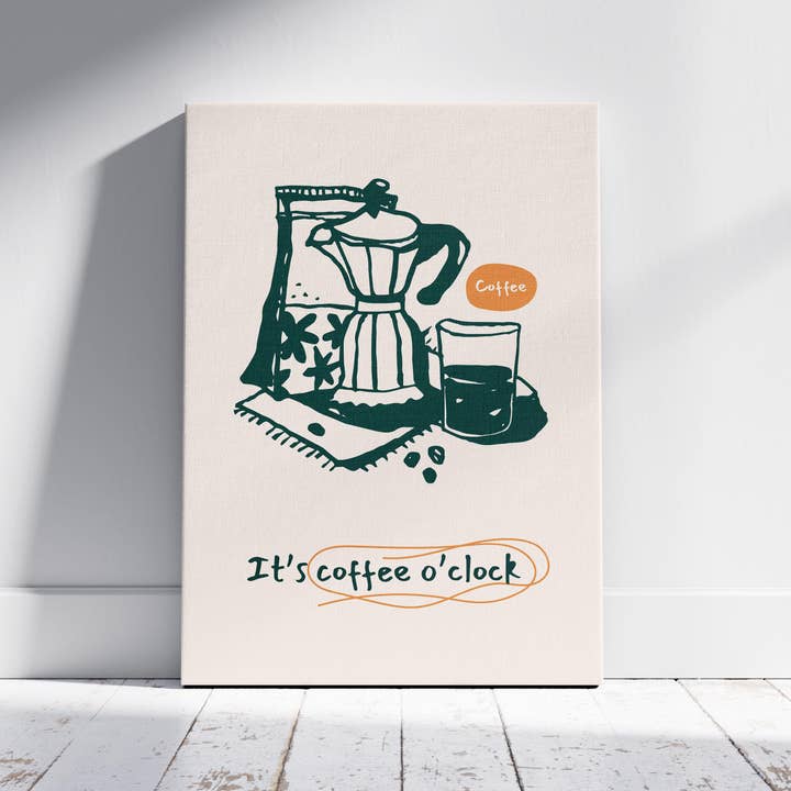 É Hora do Café Cozinha Bebidas - Impressão em Tela emoldurada para Parede por atacado de House Prints