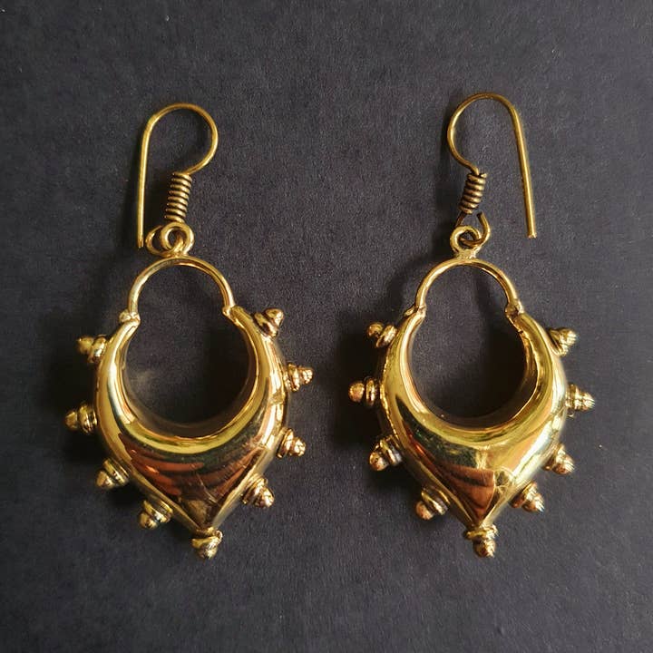 Orecchini Pendenti in Ottone Etnico / Illuminati / Mandala / Geometrico / Rustico / Hippie / Gitano / Psy / Boho / Bohemien / per la vendita all'ingrosso da parte di Kaali Boutique