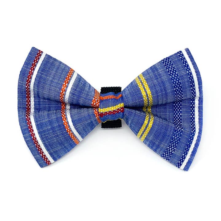 Chambray Stripe Dog Bow Tie for wholesale by Winthrop Clothing Co.