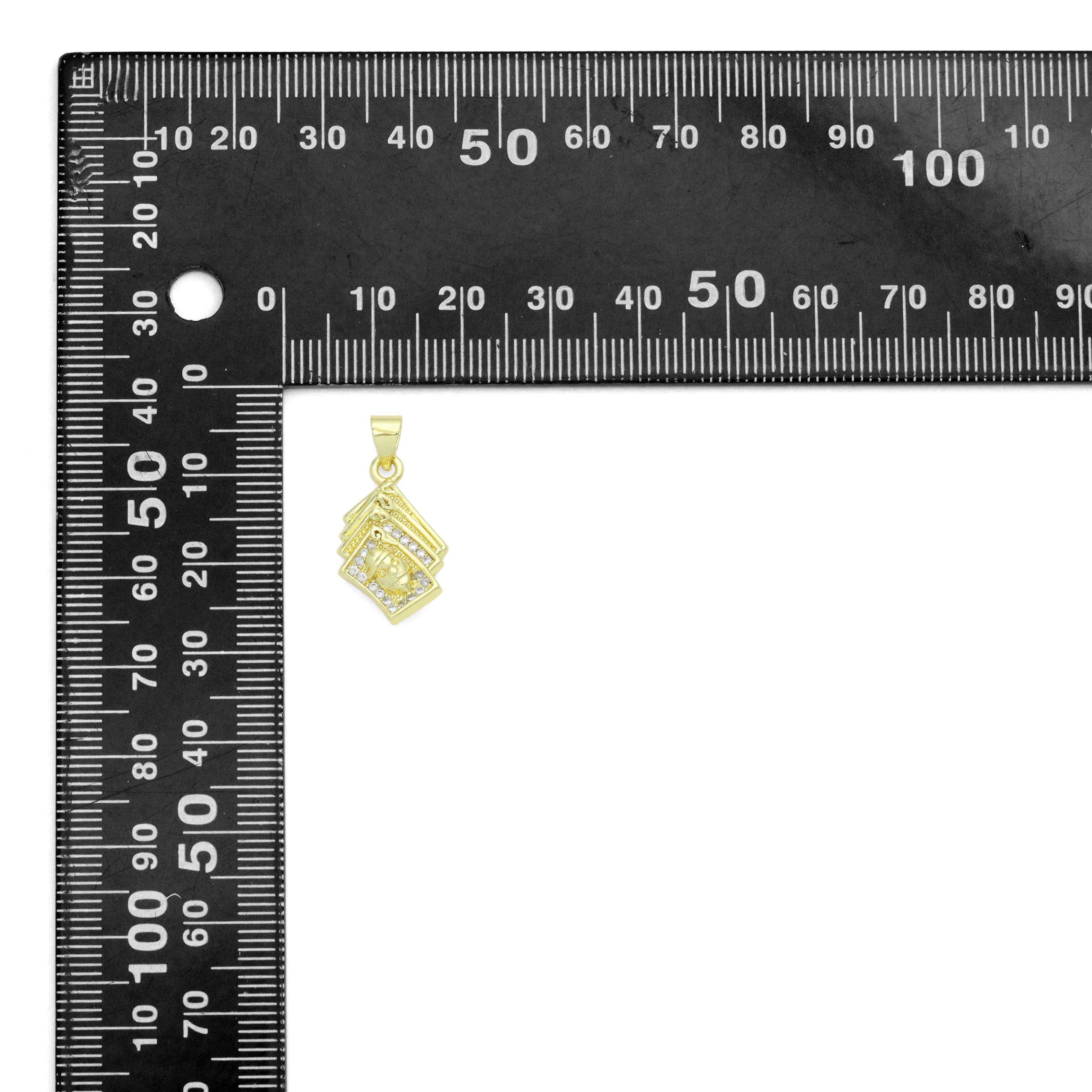 BestBeads&Beyond - Wholesale Individual Charm/Pendant - Clear CZ Gold FACE Book  Charm Pendant, Sku#LK12032