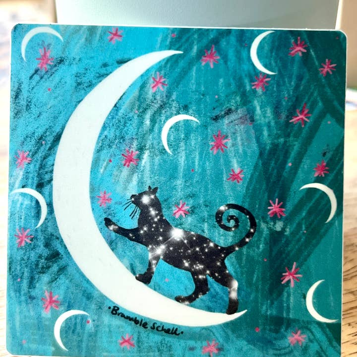 Bramble Schell Studio - Wholesale Sticker - Cosmic Black Cat Vinyl Sticker2