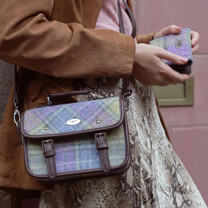 Dublin Gift Company - Wholesale Satchel - Women's - Ladies Scottish Harris Tweed Mini Satchel6