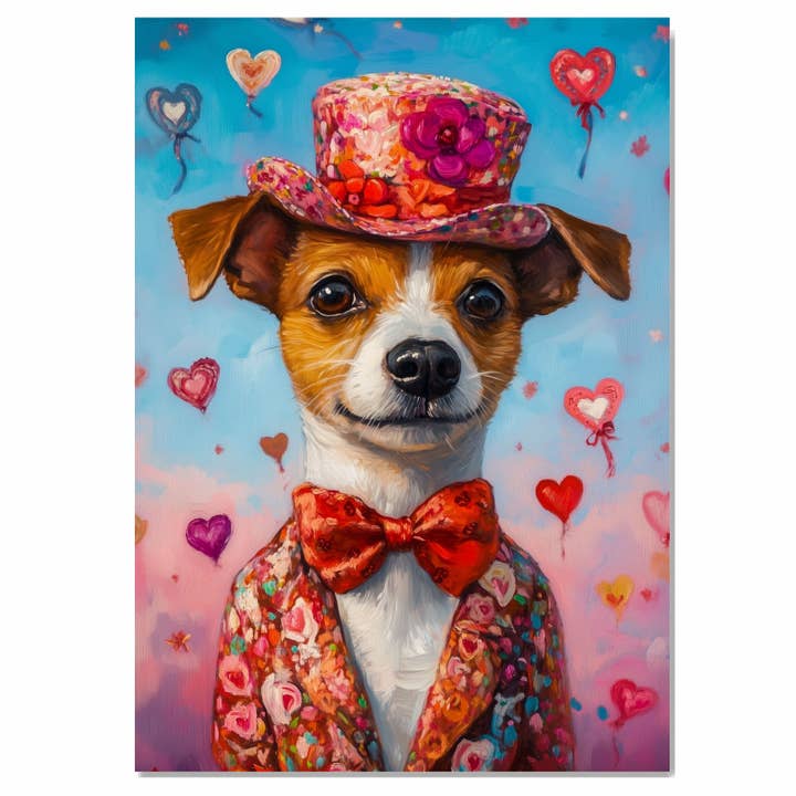 Perro Jack Russell con traje y sombrero de la era victoriana en lienzo para venta al por mayor de Art Paradise Studios