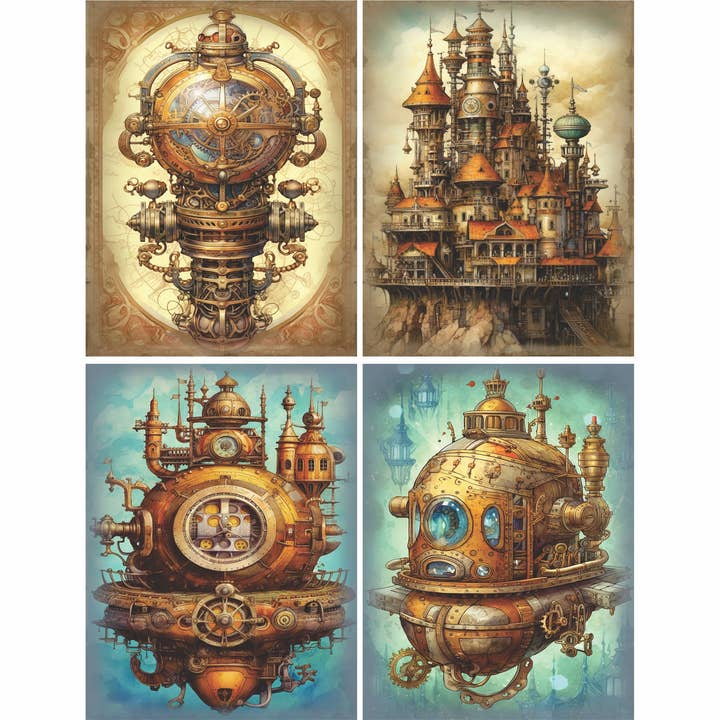 Craft Kreatively - Wholesale Craft supplies - Steampunk Machine Decoupage Rice Paper - A4 - 6pc – Craft2