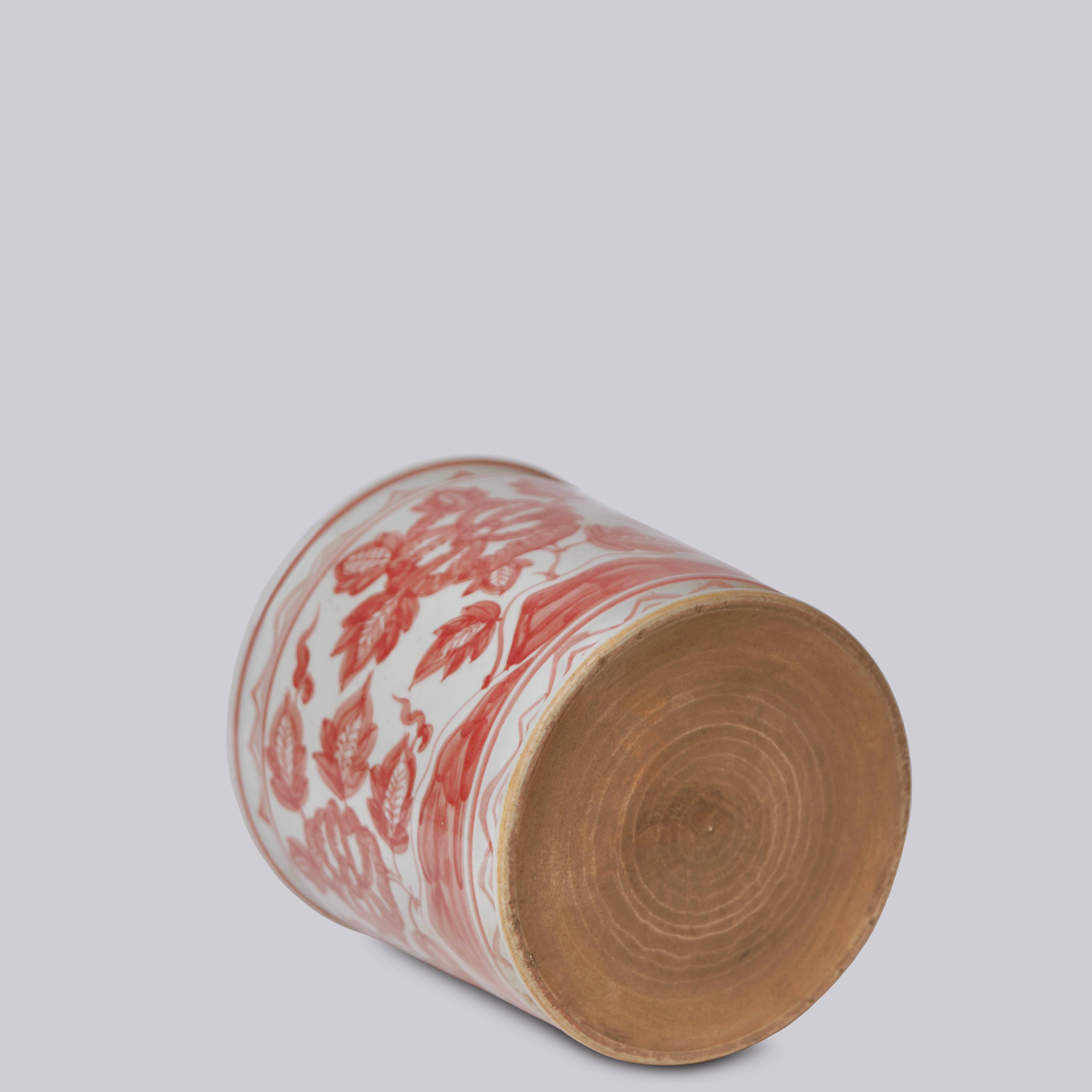 Cobalt Guild - Vente Pot pour plante d'intérieur - Cachepot en porcelaine rouge et blanc avec paon4