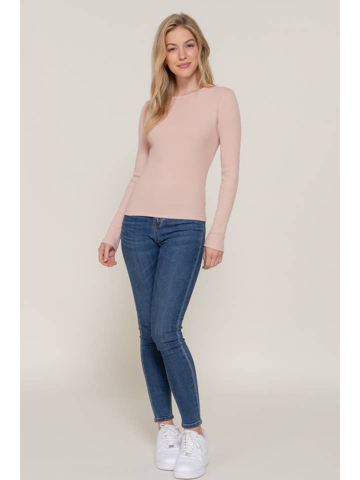 Active Basic | Active USA - Wholesale Knit Top - Women's - Long Sleeve Crew Knit Rib Tee