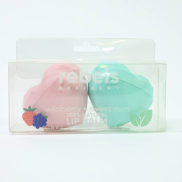 Rebels Refinery - Wholesale Lip Balm Set - CLIP STRIP 2 Pack Heart Lip Balm 100% Natural