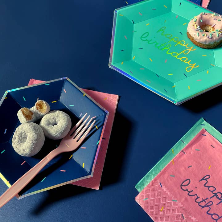 Harlow & Grey - Wholesale Disposable Napkin - Sprinkles - Bright Happy Birthday Lunch Napkins - 18 Pack