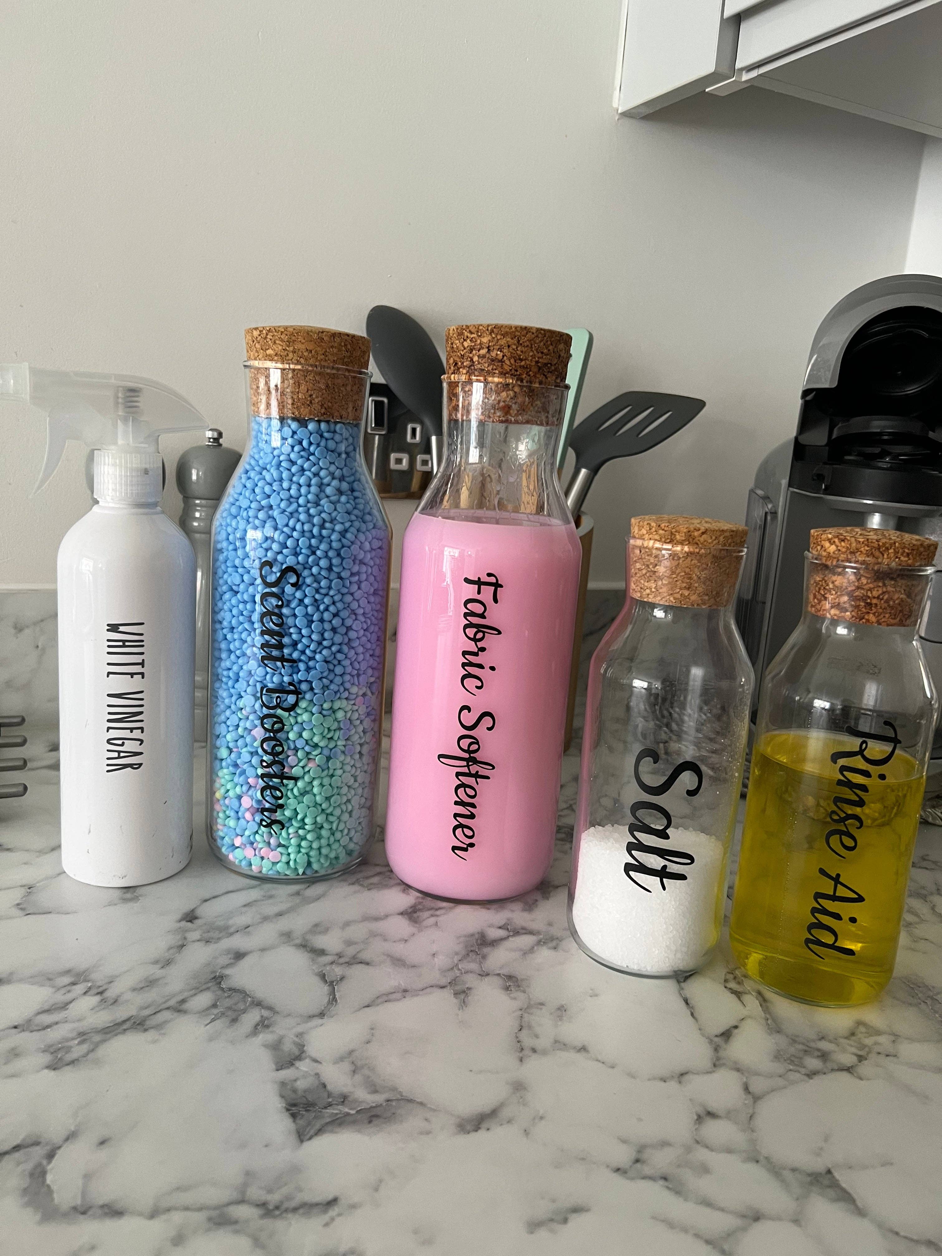 WinsterCreations™ – wholesale Jar – Personalised Custom Any Wording Clear Glass Cork Storage Laundry Jar Bottle Sticker Label For 1L Bottle (No Bottle Included)3