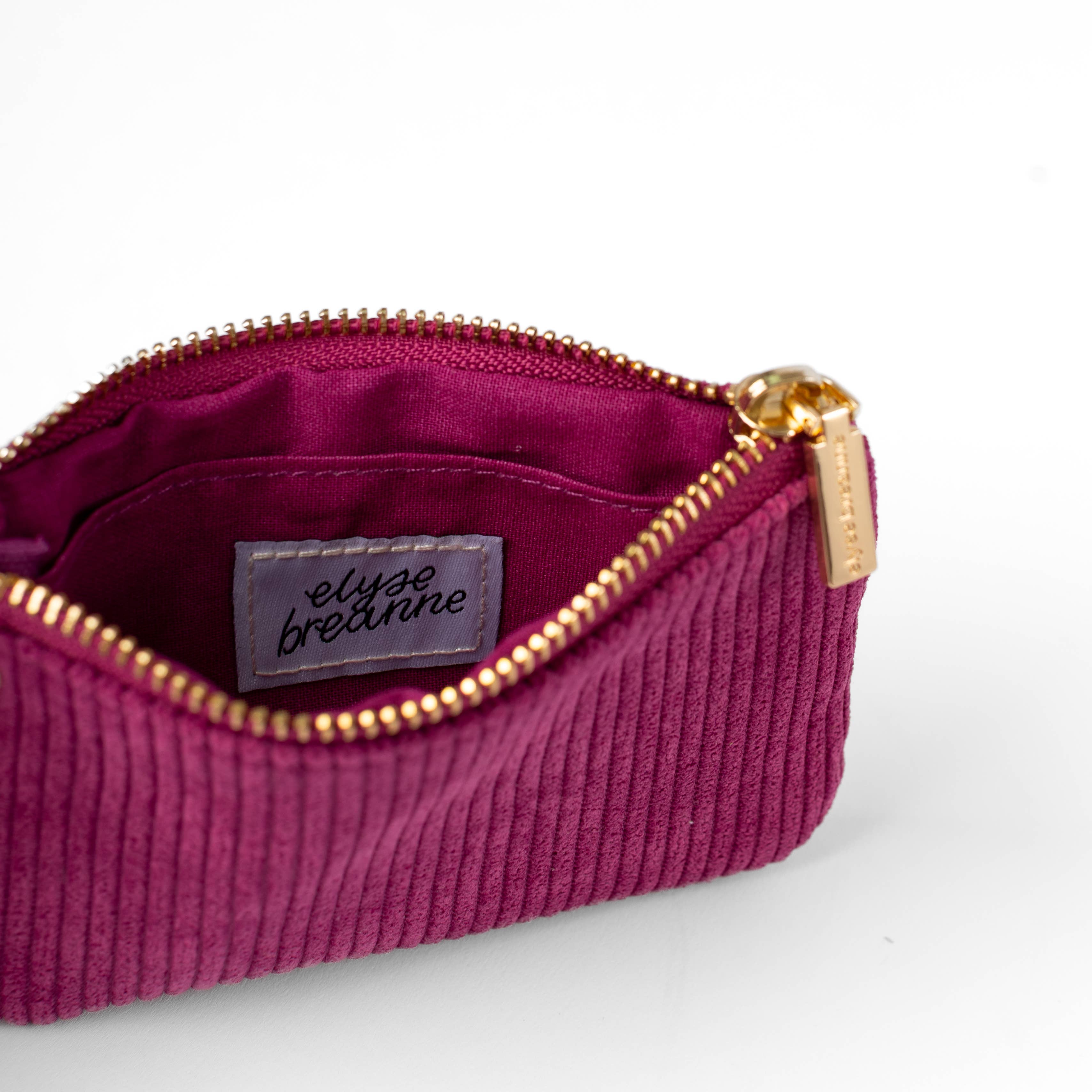 Elyse Breanne Design - Vente Porte-monnaie – unisexe - Pochette à pièces en velours côtelé framboise1