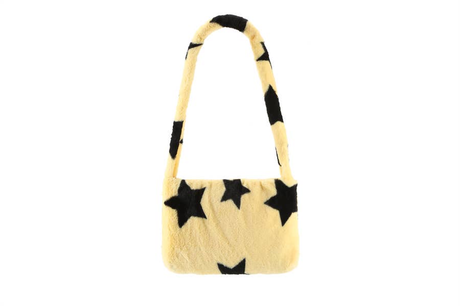 Nima Accessories Inc – wholesale Top handle bag – women's – Ladies Faux Fur Star Print Top Handle  Handbag4