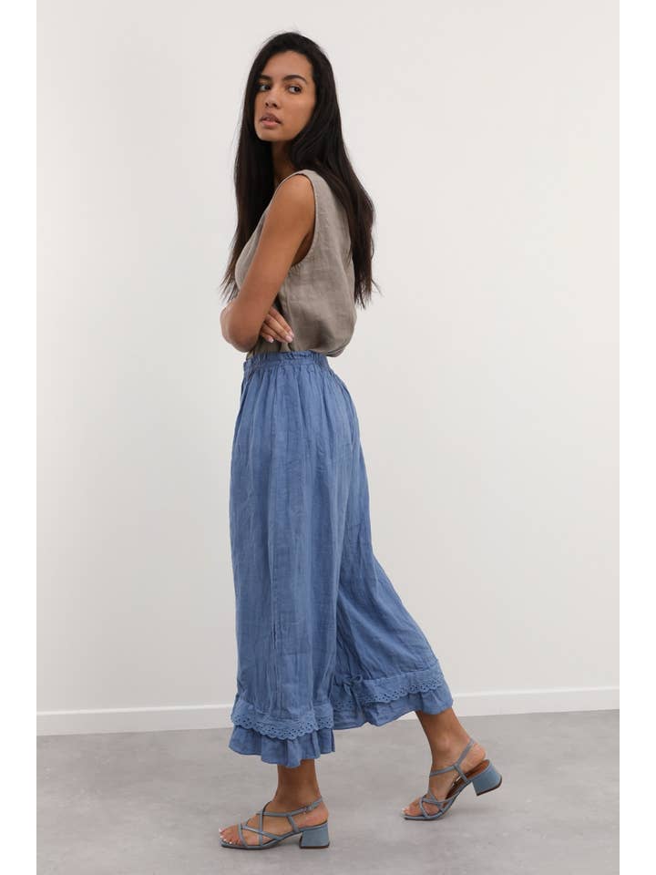 la maison des fibres naturelles - Wholesale Broek - Dames - Elegante broek met opengewerkt borduurwerk 9204 van 100% linnen6