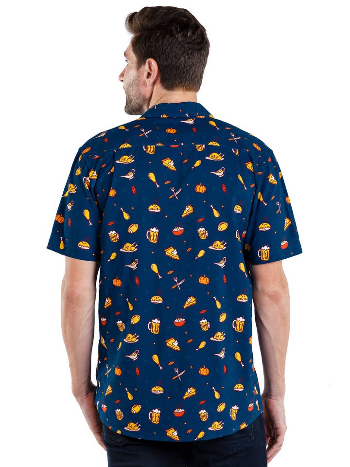Tipsy Elves - Wholesale Button Down Shirt - Men's - Thanksgiving Dinner Men's Holiday Foods Button Down Shirt