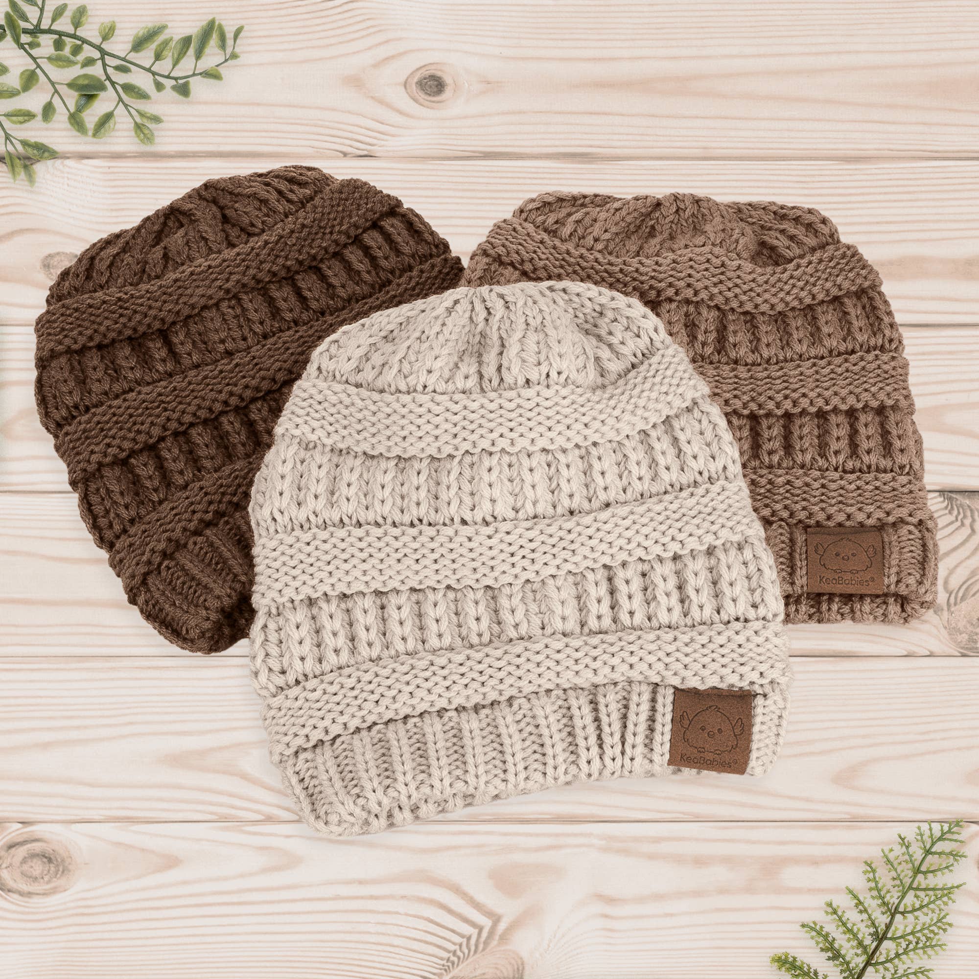 KeaBabies – wholesale Mössa för nyfödda - Baby – KeeBabies 3-Pack Warmzy Beanies (Pekannöt, M)8