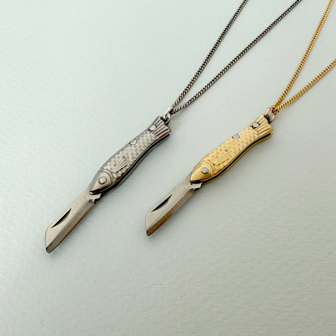 Ornamental Things - Wholesale Pendant/Charm Necklace - Small Gold Fish Knife Necklace7