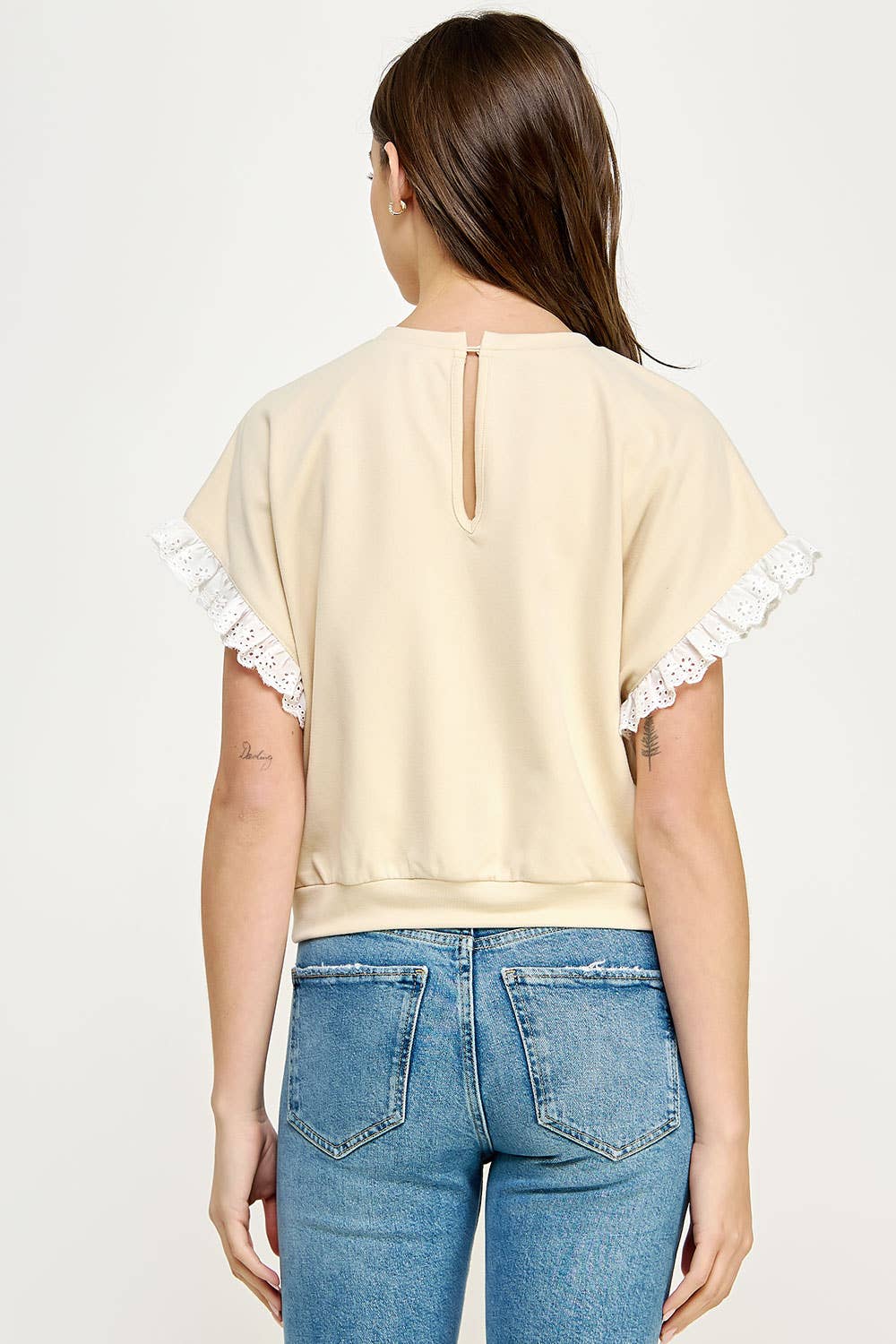 Strut & Bolt - Vente Haut en maille – femme - Haut en tricot à œillets et bordure en dentelle2