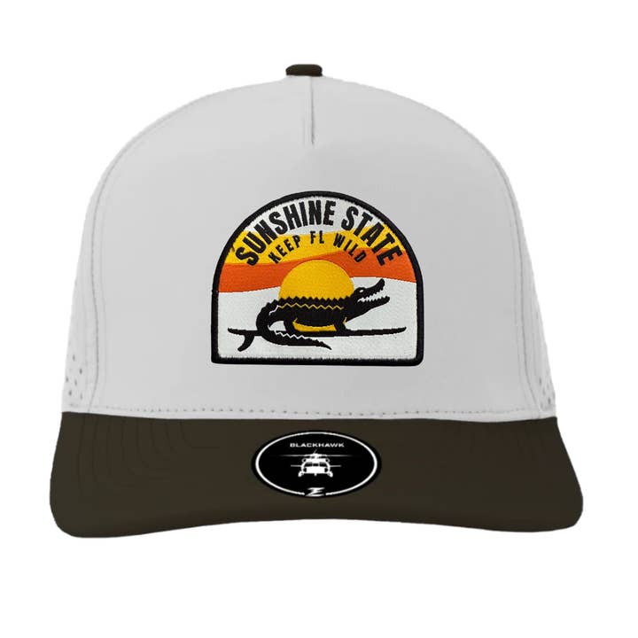 Sunshine State Goods - Wholesale Flat Brim Cap - Unisex - Sunshine State Surfing Gator Sunset Hat3