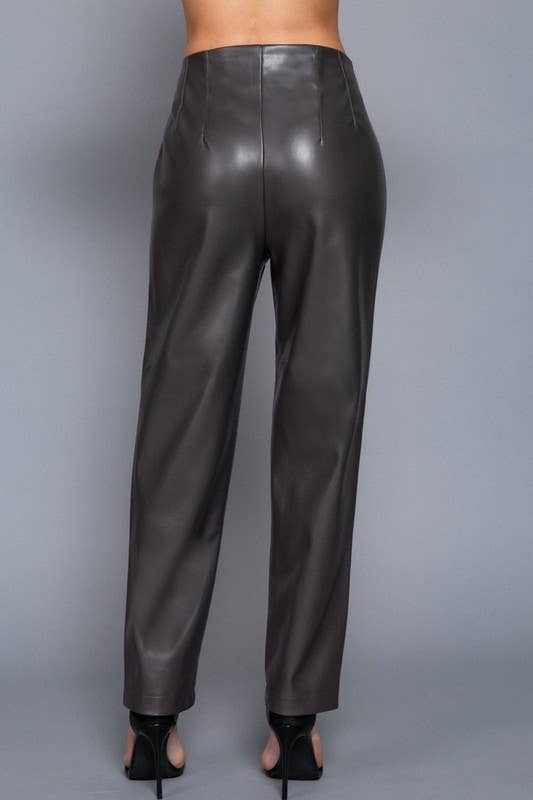 Lemon Tree - Wholesale Pants - Women's - HIGH WAIST SLIM FIT FAUX LEATHER LONG PANTS11