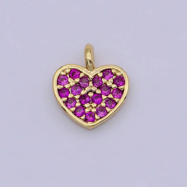 Mini Gold Filled Heart Charm Fuchsia Pink Love Charm W-168 for wholesale by Aim Eternal