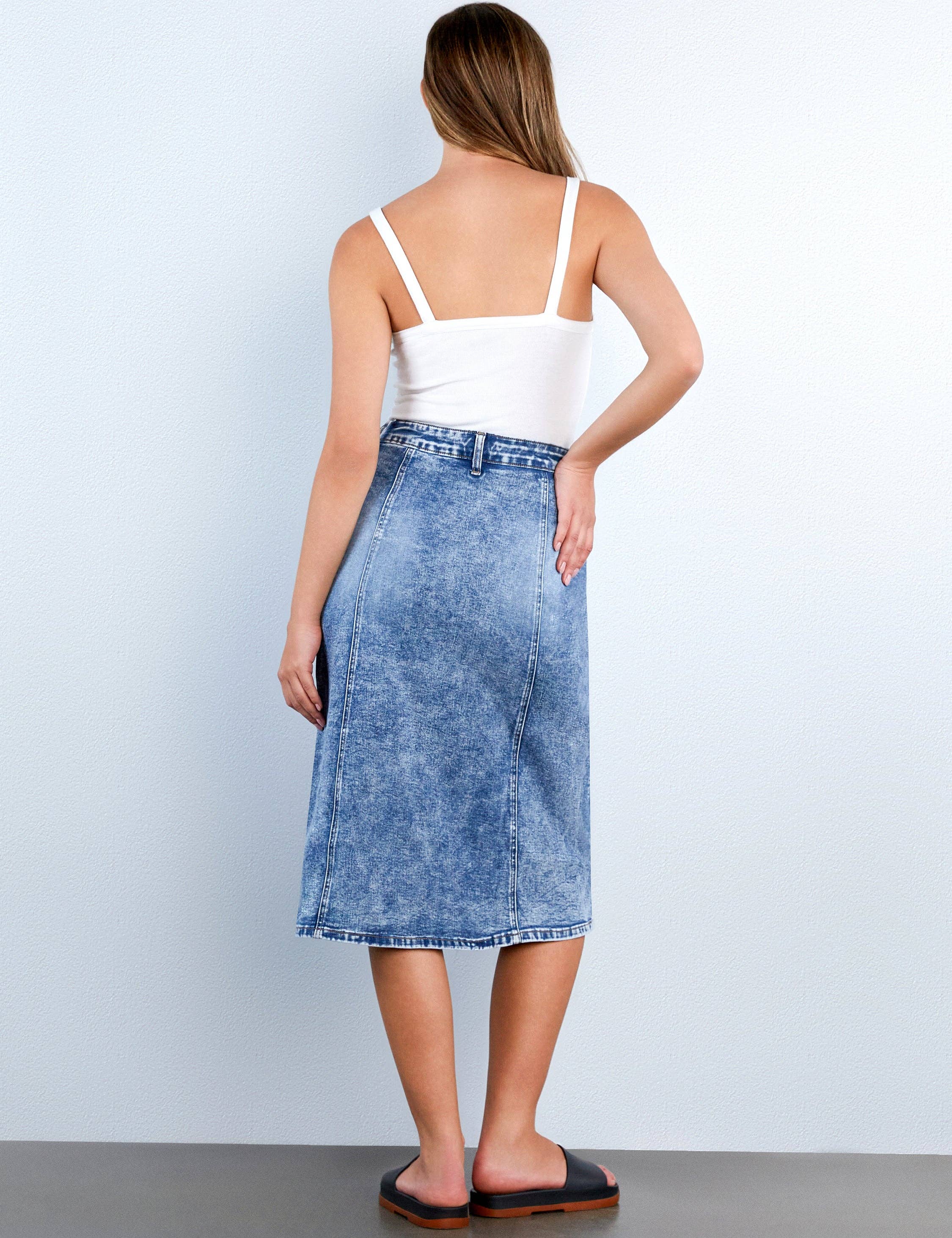 Bleu Mix Jupe Midi en Jean Road Trip en vente sur Faire4