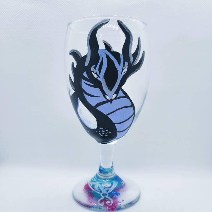 Purple Dragon Fantasy Goblet 16oz for wholesale by Art by Amy Bridges