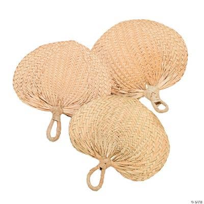 Fun Express - Wholesale Handheld Folding Fan - NATURAL RAFFIA FANS