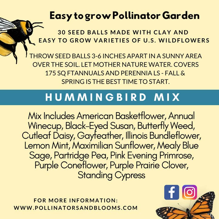 Pollinators and Blooms - Wholesale Plant Seeds - Wildflowers seed balls for Hummingbird 30 count5