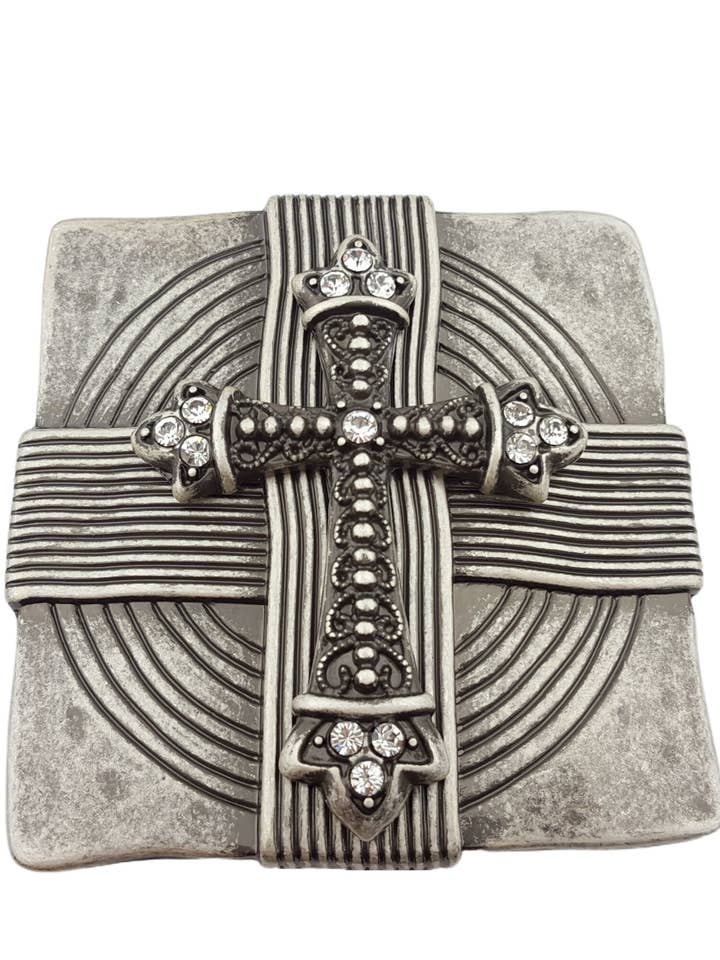 Rhinestone Cross on Square plaque Buckle for wholesale by Axesoria West