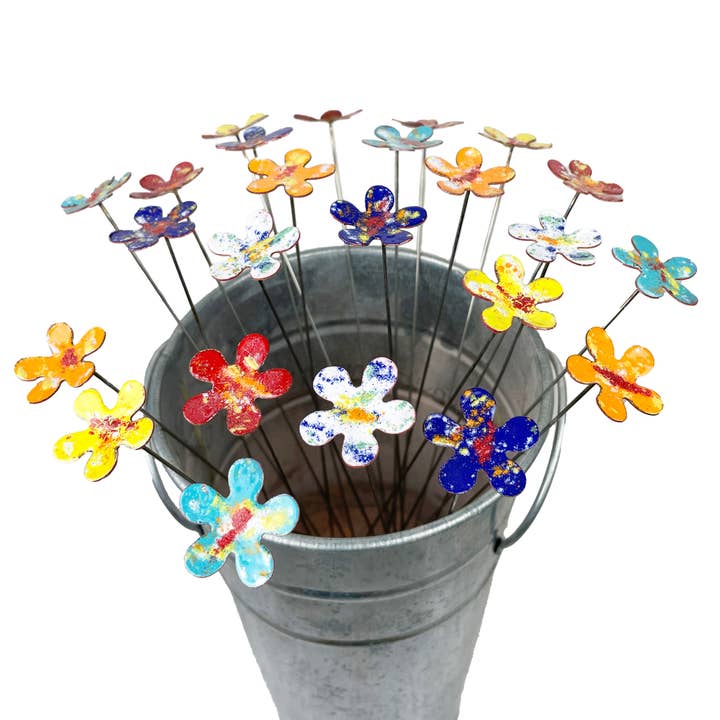 Clever Goods by Annabelle Noel Designs - Wholesale Garden/Lawn Stake - Small Copper Enamel Flowers1
