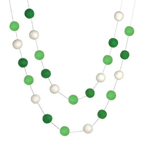 Matthew + Mae - Wholesale Bunting/Garland - St Patrick's Garland- Green White Felt Ball Garland