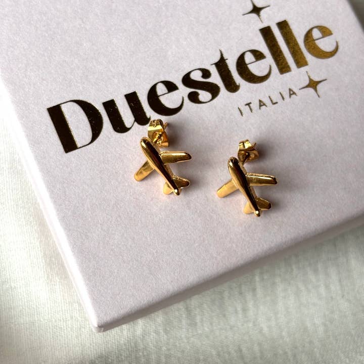 DUESTELLE ITALIA - Wholesale Stud/Post Earrings - Jet Set stud earrings gold plated 18K gold4
